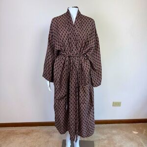 Isaac Zelcer Men's One Size 100% Silk Cranberry Blue Paisley Robe Kimono